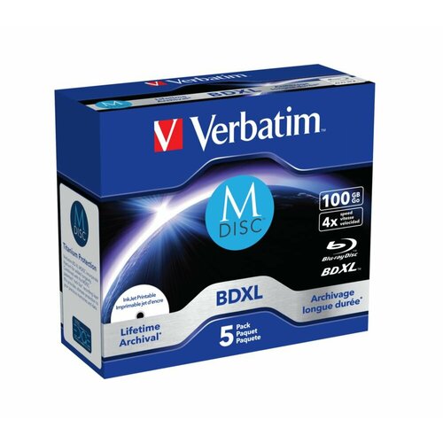 free shipping ritek 12x bdr 25g blu ray disc bd r 25gb blank media 50pcs lot Диски Blu-ray M-DISC Verbatim 43834 BDXL 100Gb 5шт Jewel Case Printable