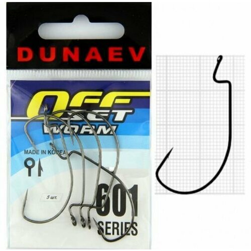 Крючки офсетные Dunaev OFFSET WORM 601 # 1/0 (5шт)