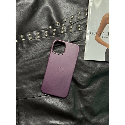 Чехол фиолетовый для IPhone 14 Leather Case с анимацией и функцией MagSafe