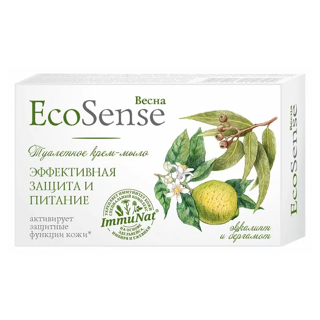 Весна Крем-мыло кусковое EcoSense Эвкалипт и бергамот, 90 г