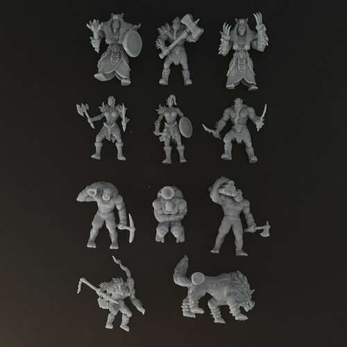 Набор миниатюр для настольной игры / Орки 2 /11шт/ Игровой масштаб 32mm (Warcraft, DnD, ДнД)