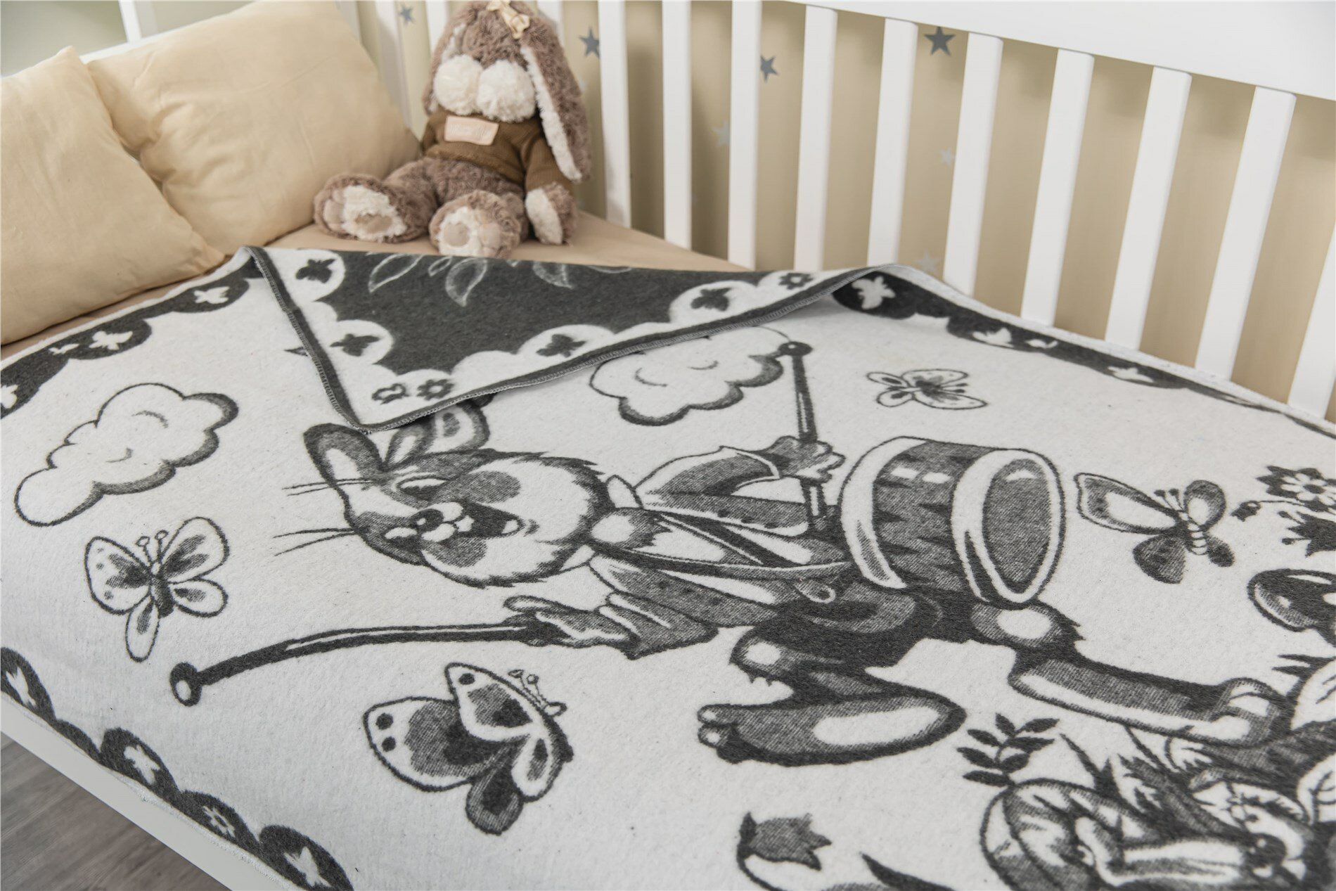 Детское одеяло Sweet Dreams Одеяло Озорной Зайчик 100x140 см для ребенка, байковое жаккард