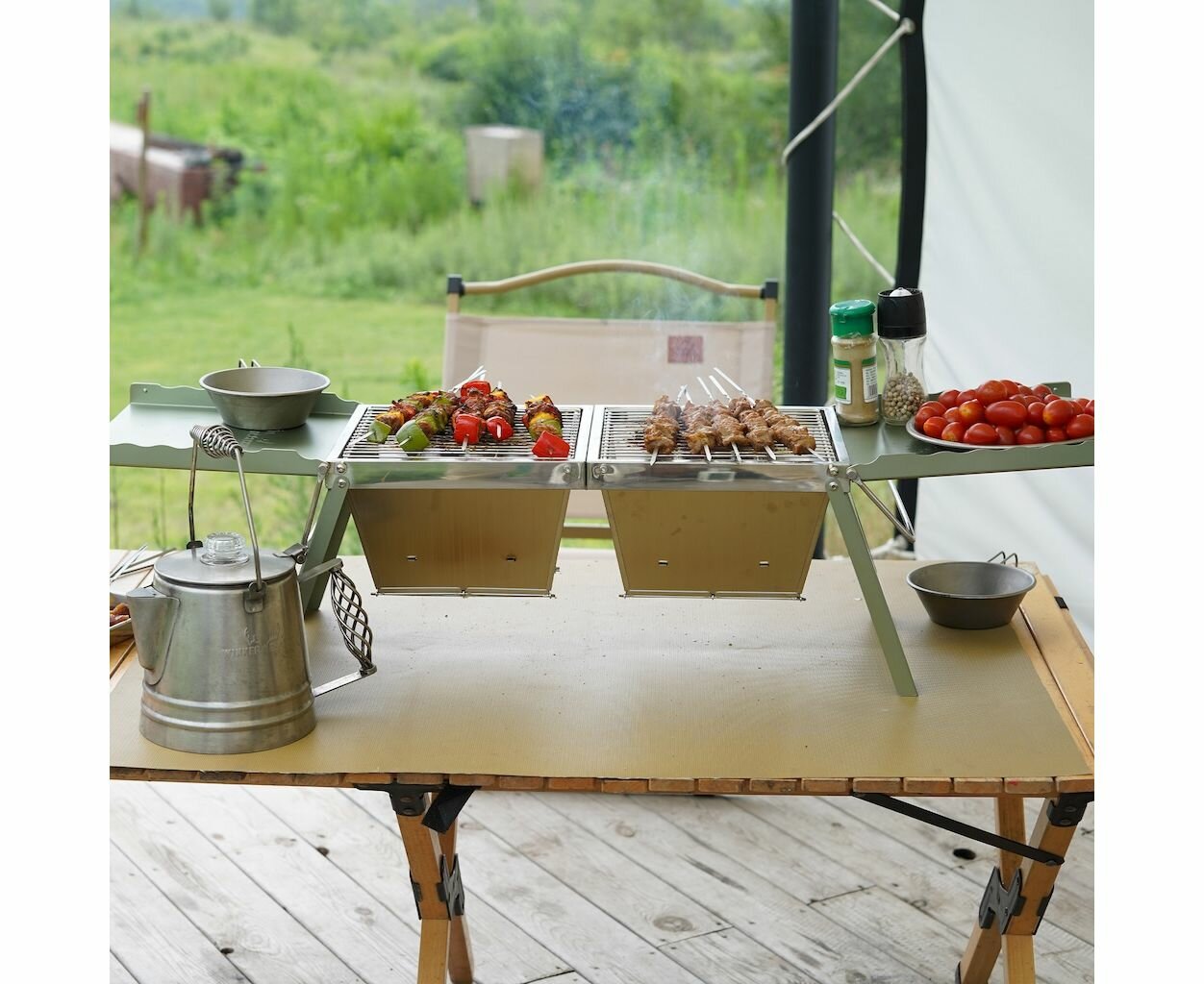 Складной гриль Winnerwell Fastfold Camp Table Charcoal BBQ Grill - фотография № 8