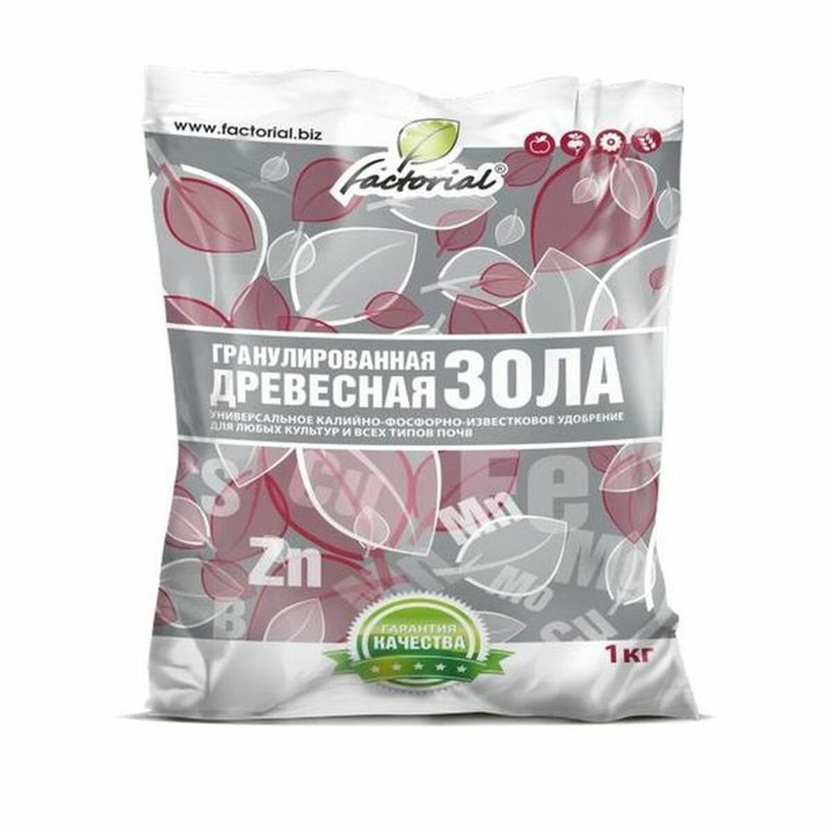 Зола древесная гранулированная 1кг факториал