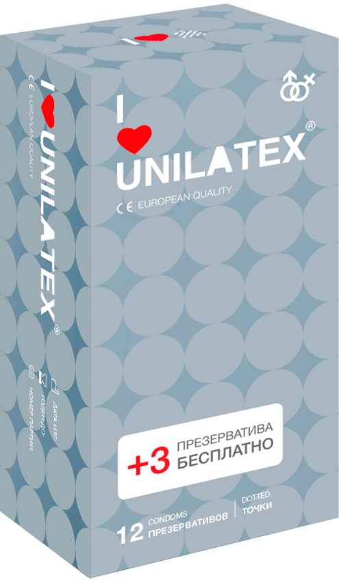 Презервативы точечные Unilatex Dotted 12+3 шт