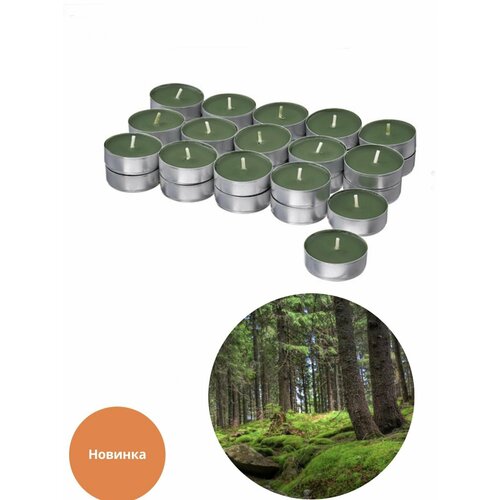 IKEA JAMTSKOGEN, свечи 30 шт, аромат сосны и мха зеленый