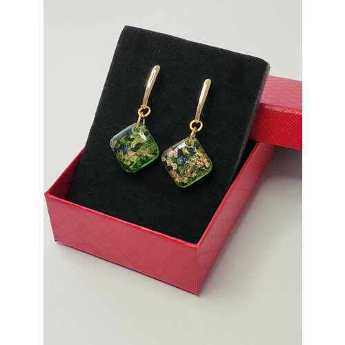 Серьги с подвесками, стекло, белый