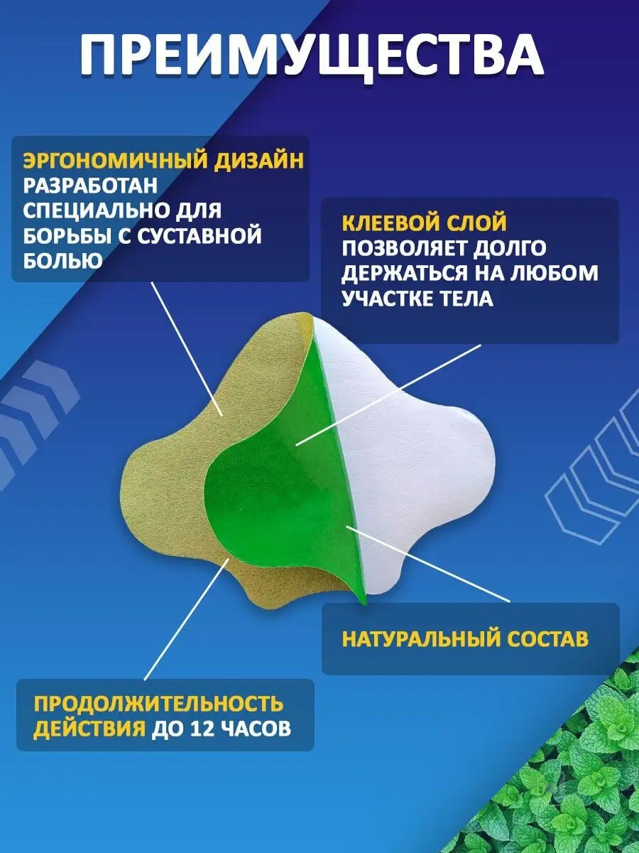 Пластырь обезболивающий для спины и шеи от радикулита и остеохондроза, мышечных болей, 2 упаковки, 20 шт — фото 1