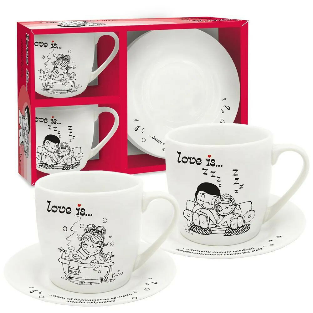 Набо чайных пар Love is: Кружка фарфор (360 мл) + Блюдце (153 см) (311761)