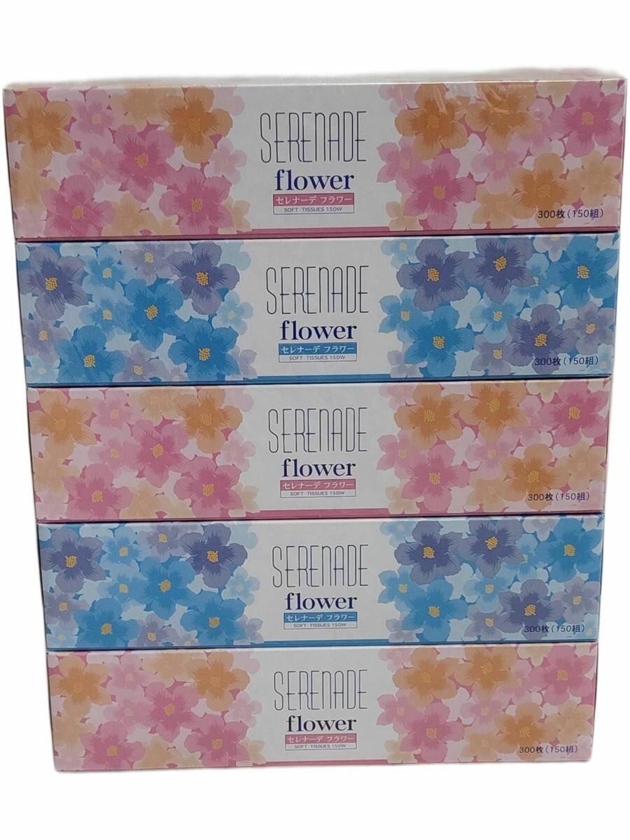 Ideshigyo Двухслойные бумажные салфетки "Serenade Flower" (произведены на воде с горы Фудзи), 150 шт. х 5 пачек