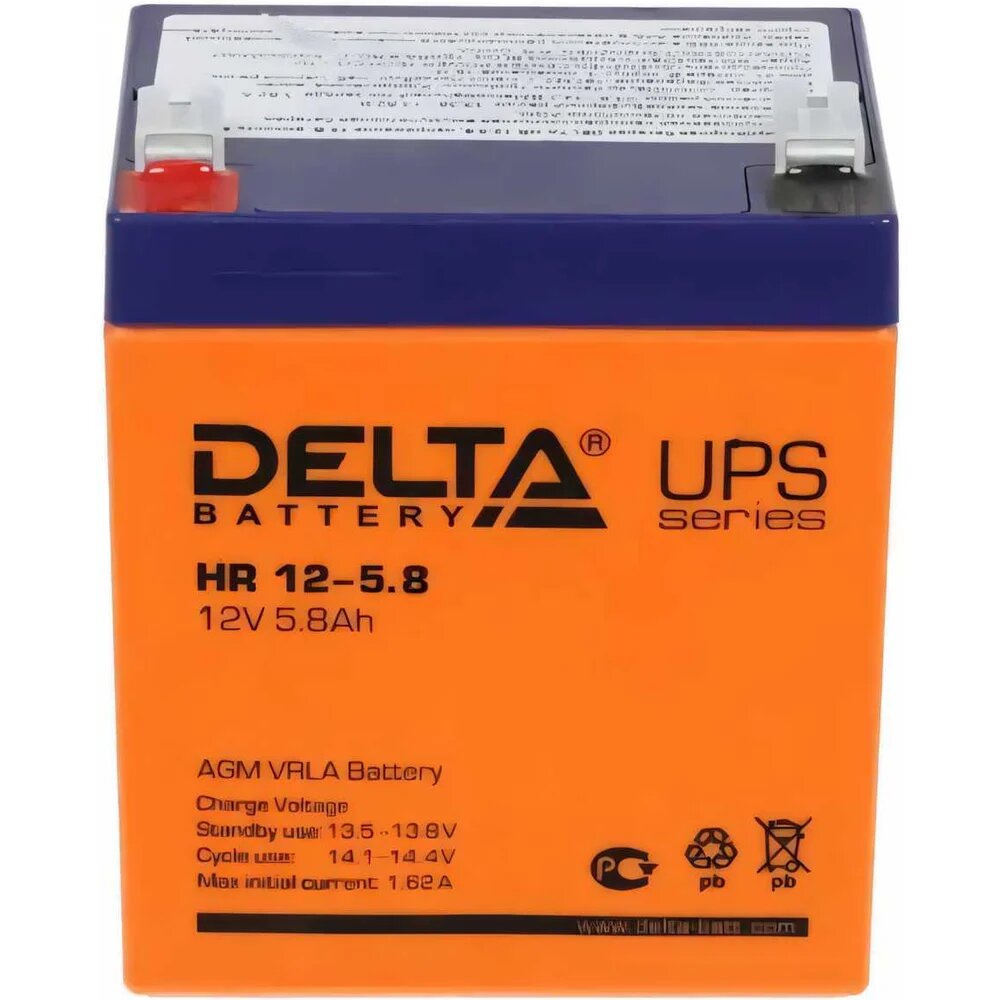 Батарея аккумуляторная Delta HR 12-5.8, из пластика, медицинском оборудовании прямая полярность технология AGM — фото 1