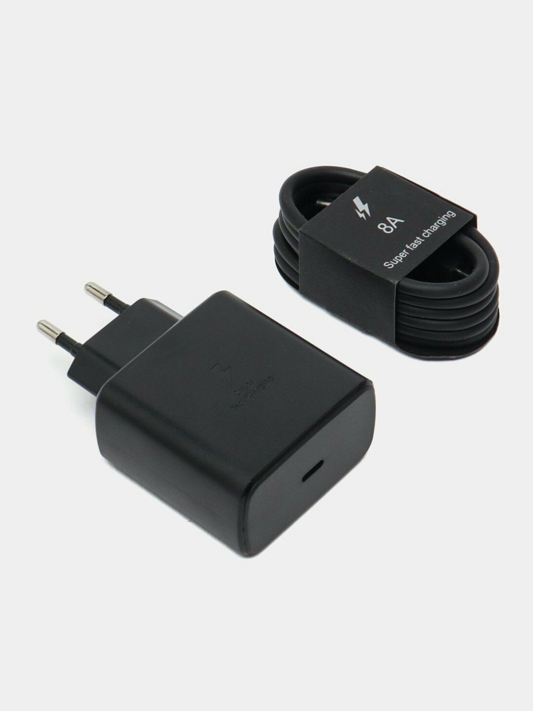 Fast charger aдаптер для Samsung 45 WT, быстрая зарядка, + с кабелем Type-C 8A, Черный — фото 1