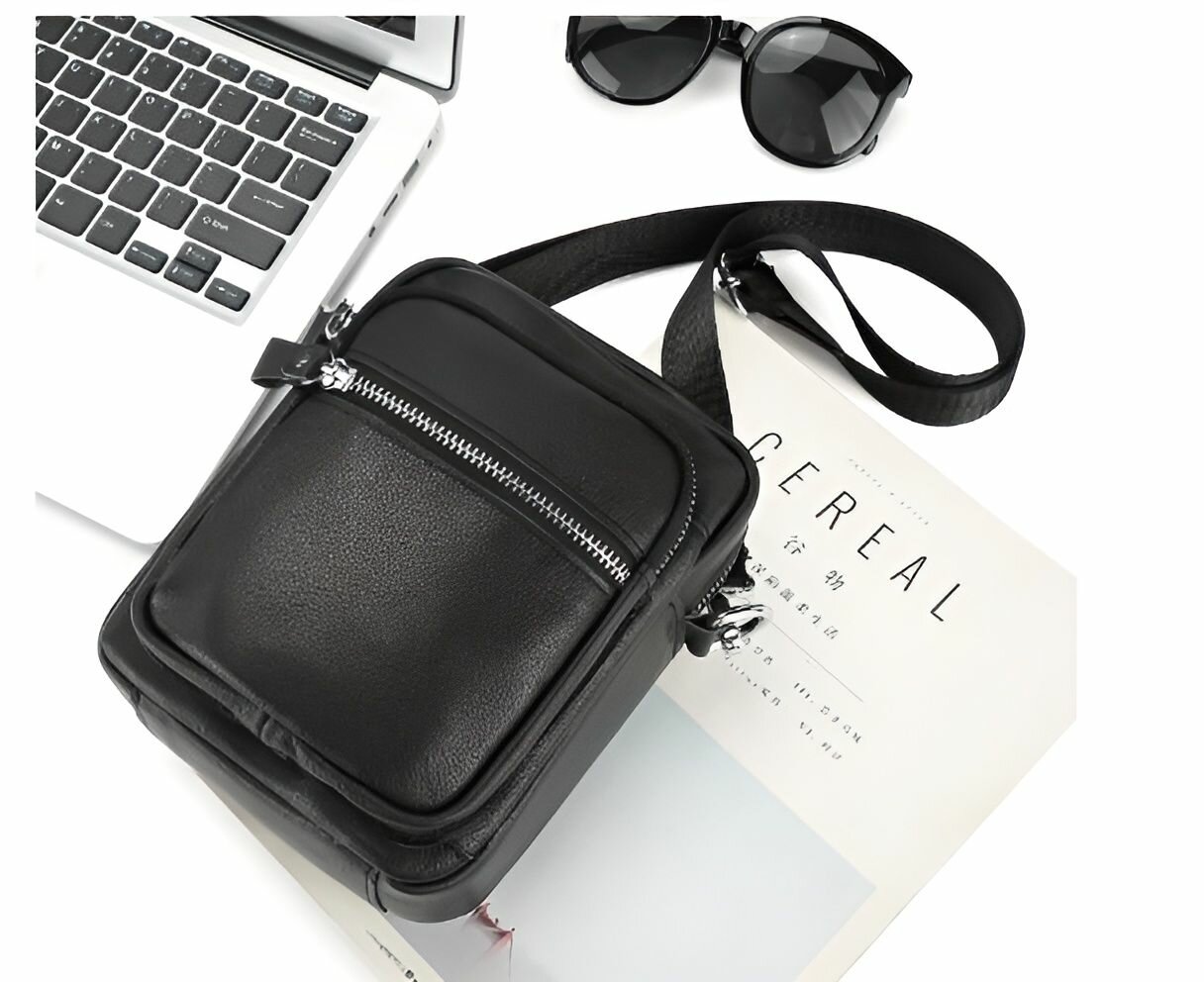 Сумка мессенджер КожаноFF, фактура гладкая, черный гладкий — фото 1