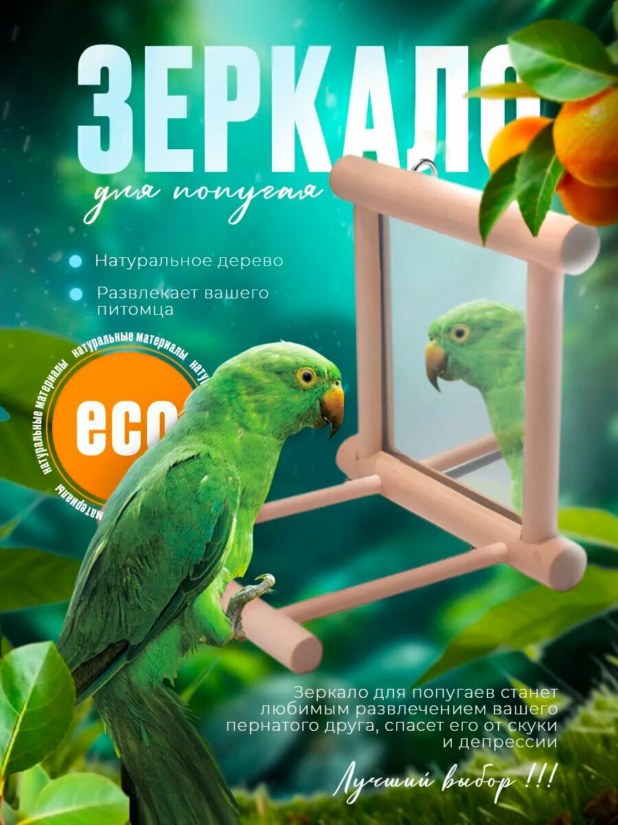 Зеркало для попугая в клетку Жердочка