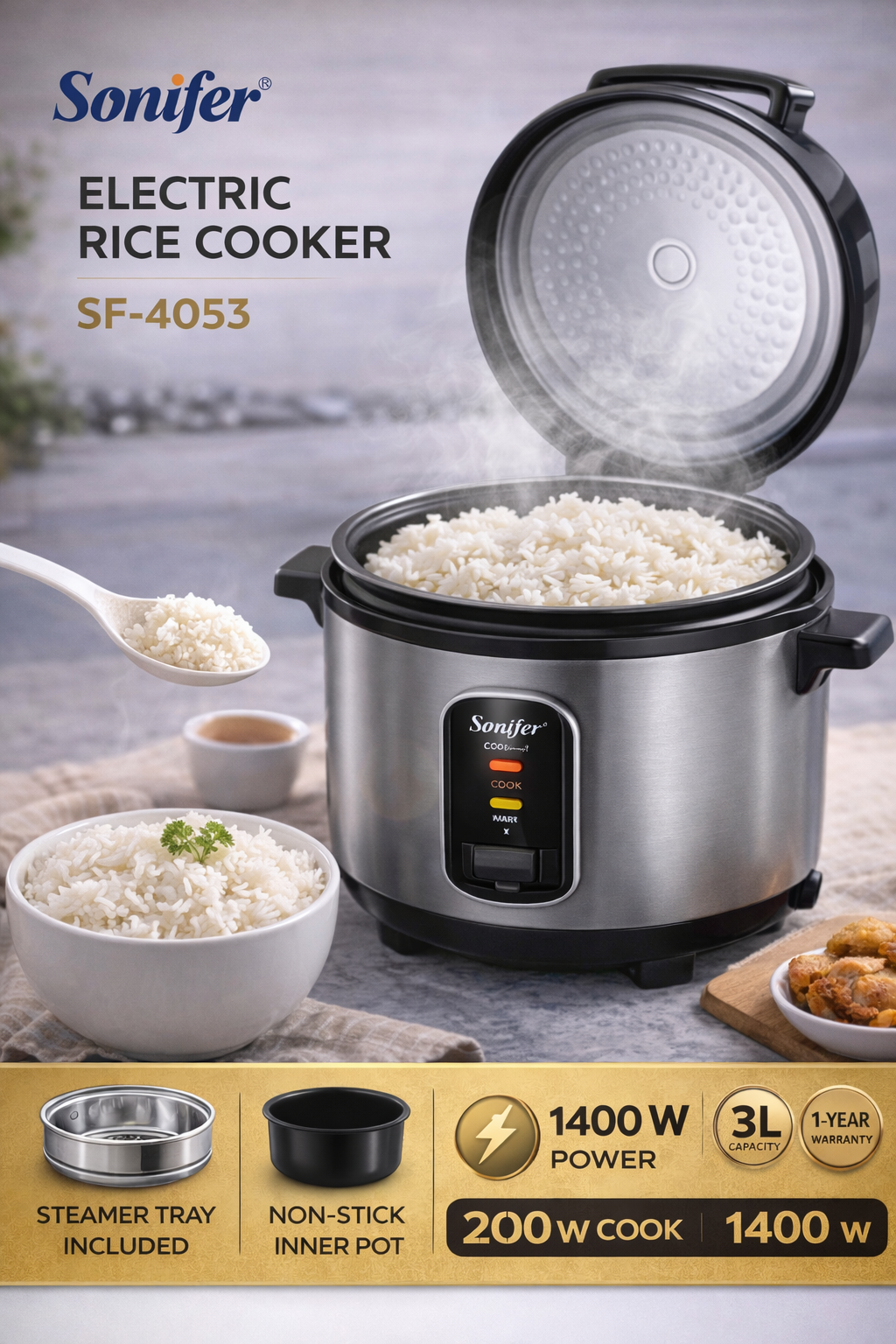 Электрическая рисоварка Sonifer SF-4053, умная, для приготовления риса