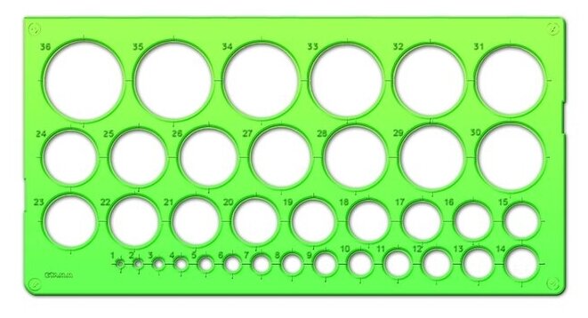 Трафарет окружностей 1-36мм зеленый ТТ21 195735