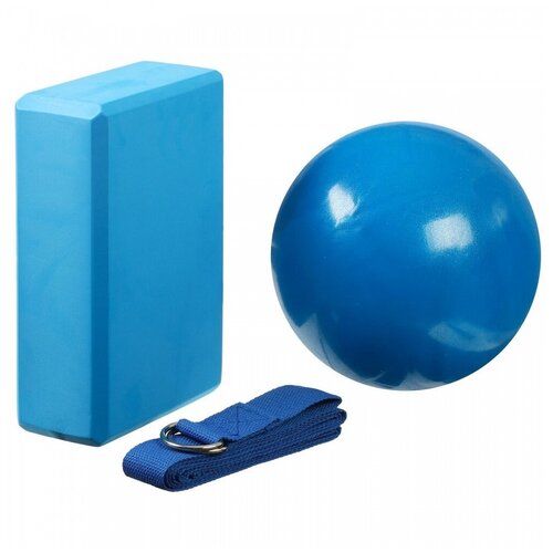 фото Sangh набор для йоги (блок+ремень+мяч), цвет синий