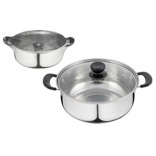 Кастрюля Promo, объем 5,5 л, из нержавеющей стали с крышкой из жаропрочного стекла арт.104617