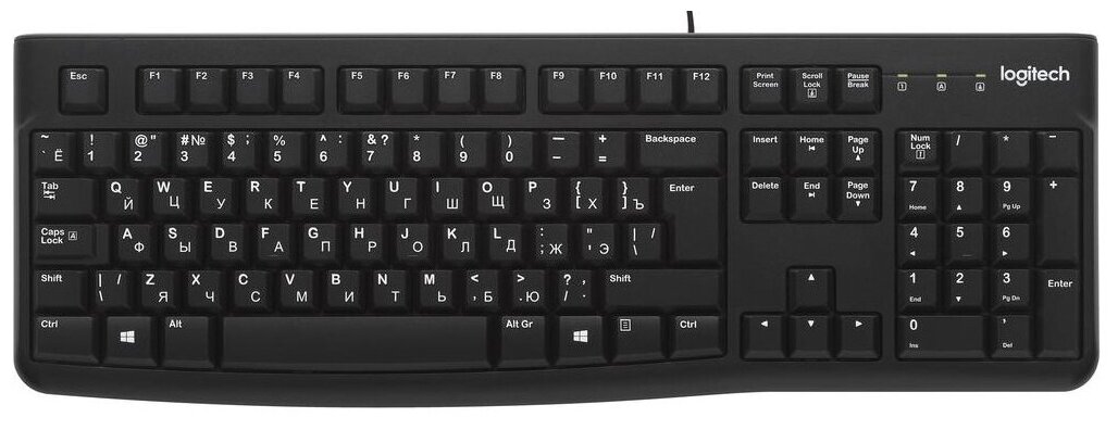 Клавиатура Logitech K120 черный, русская, 1 шт.