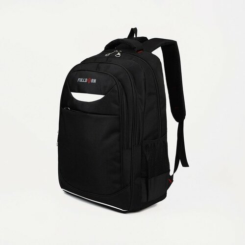 Рюкзак на молнии, 4 наружных кармана, крепление для чемодана, цвет чёрный/синий