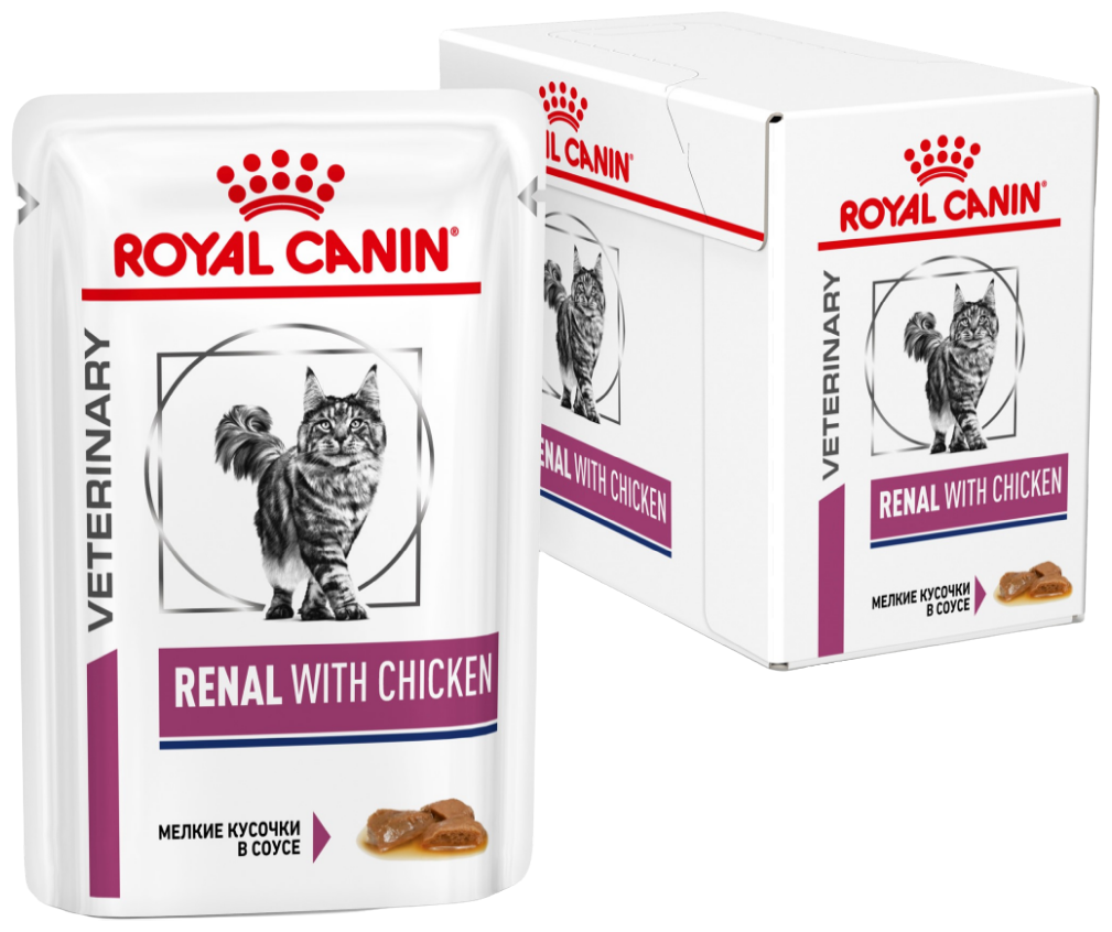 корм для кошек Royal Canin Renal при проблемах с почками с курицей (кусочки в соусе)