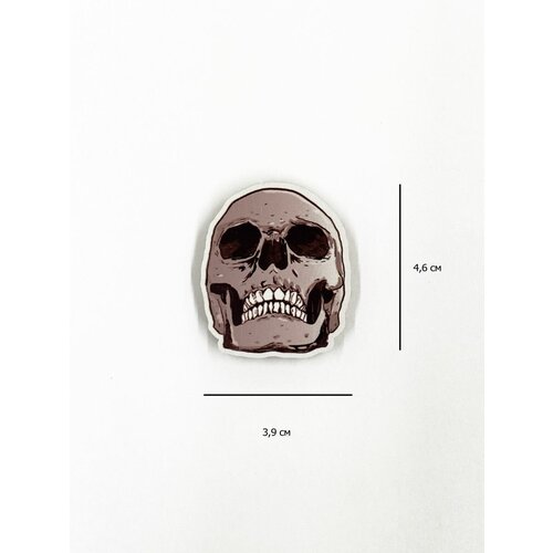 Деревянный значок / брошь череп