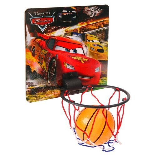 Баскетбольный набор с мячом Тачки, диаметр мяча 8 см, диаметр кольца 13,5 см комнатный баскетбольный обруч для детской комнаты баскетбольный мини баскетбольный обруч с присоской со столешницей с мячом
