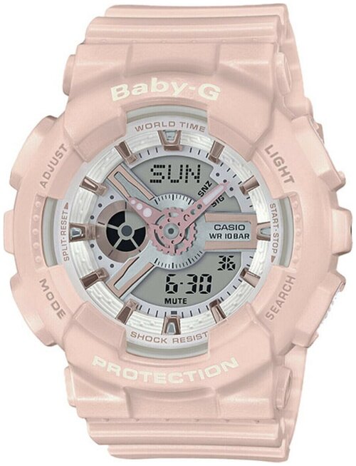 Наручные часы CASIO Японские наручные часы Casio Baby-G BA-110RG-4A, белый, черный