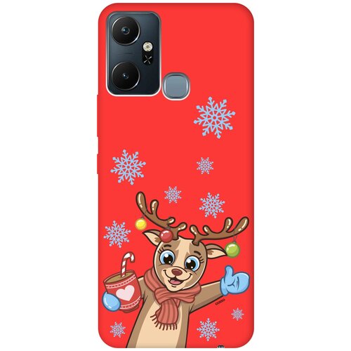 Силиконовый чехол на Infinix Smart 6 Plus, Инфиникс Смарт 6 Плюс Silky Touch Premium с принтом Christmas Deer красный силиконовый чехол на infinix smart 6 plus инфиникс смарт 6 плюс silky touch premium с принтом amazing peonies красный