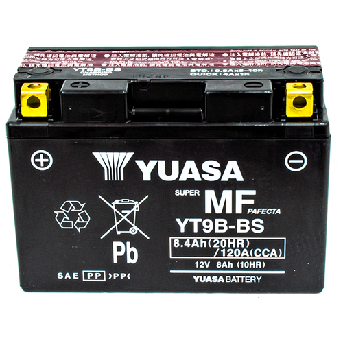 Аккумулятор мотоциклетный Yuasa AGM 12V 8Ah сухозаряженный АКБ в комплекте с электролитом (YT9B-BS)