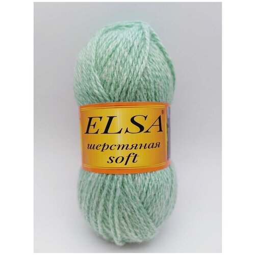Пряжа для вязания Elsa шерстяная soft (Эльза софт), 1 моток, Цвет: Светло-зеленый/ Весна, 70% шерсть, 30% акрил, 100 г 250 м