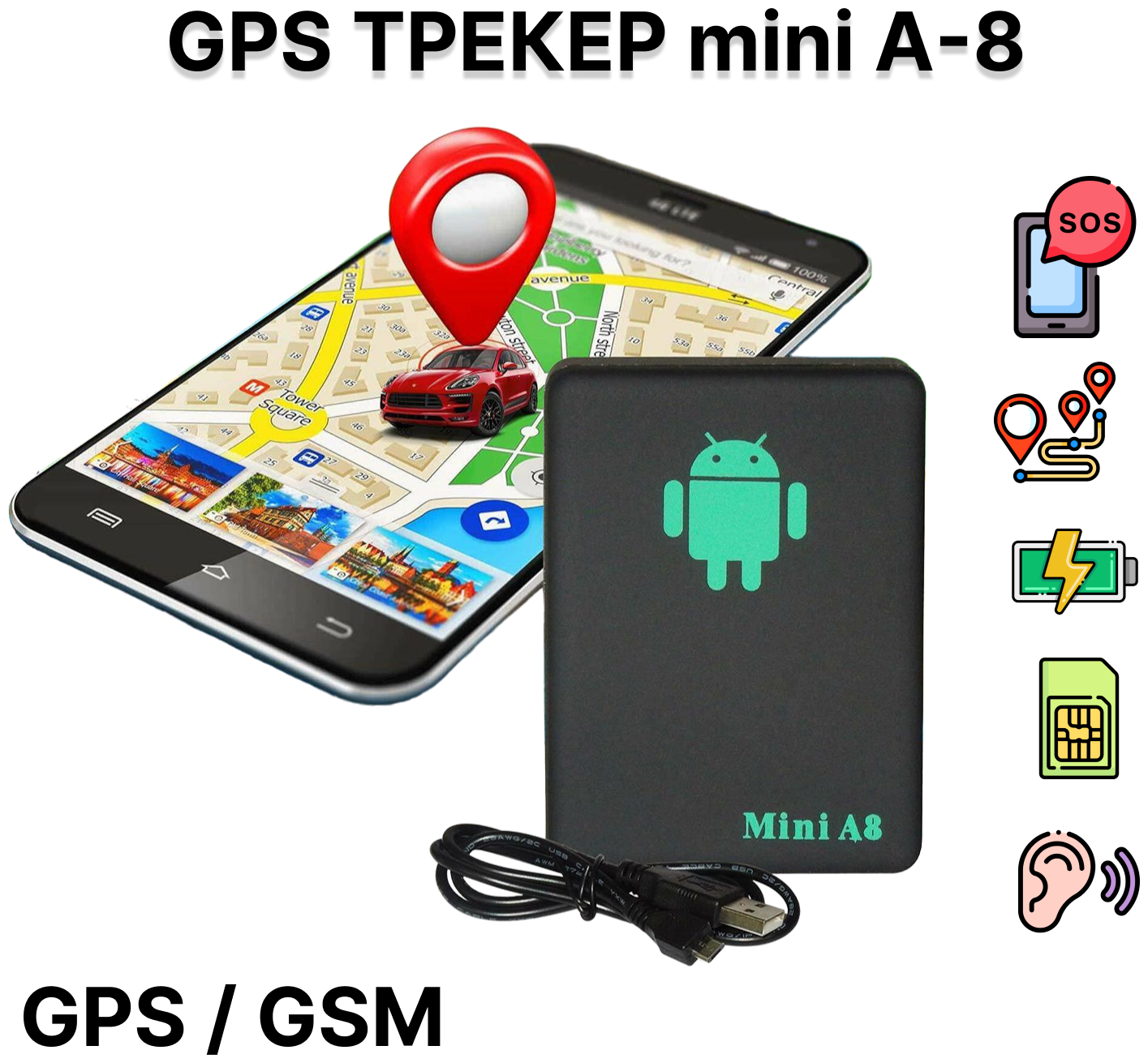 MINI A8 трекер GSM маяк для звукового мониторинга кнопка SOS