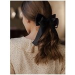 Заколка-бант для волос , бантик детский, черный - изображение