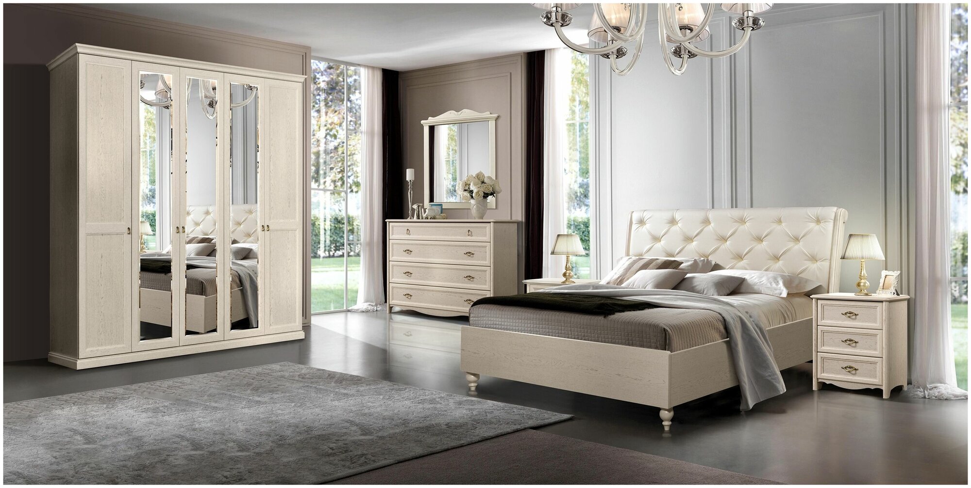 Спальня Венеция полный комплект мебели. Дуб седан.