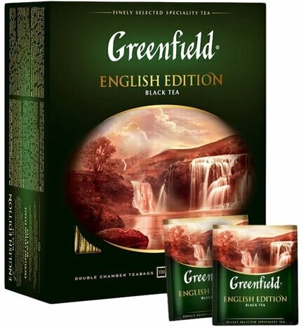 Чай GREENFIELD "English Edition" черный цейлонский, 100 пакетиков в конвертах по 2 г, 1383-09