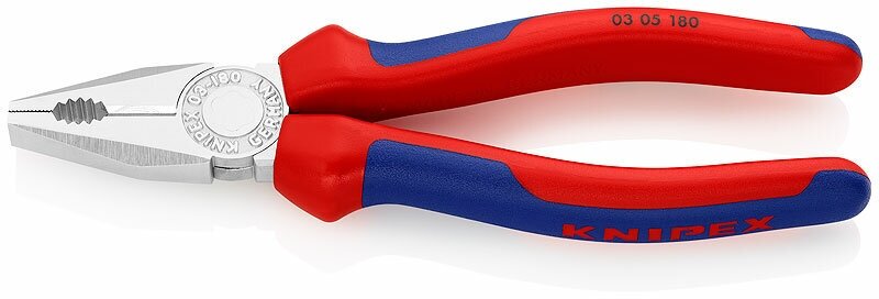 Плоскогубцы комбинированные, 180 мм, хром, 2-комп ручки KNIPEX KN-0305180