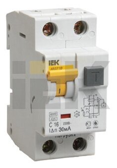MAD22-5-063-C-100 Автоматический выключатель дифференциального тока однополюсный + нейтраль C63 А 100 мА (тип A, 6 кА) IEK - фото №2
