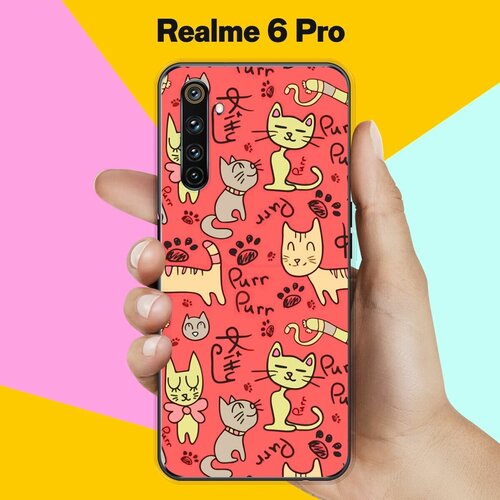 Силиконовый чехол на realme 6 Pro Коты 60 / для Реалми 6 Про силиконовый чехол на realme 6 pro белый тигр для реалми 6 про