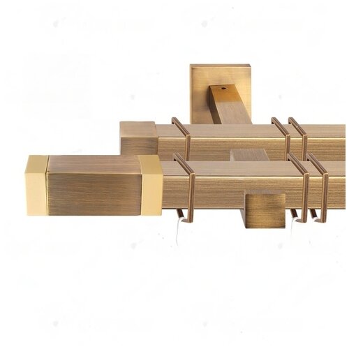 Карниз двухрядный стеновой «Квадро» D20/20 цв. Антик, 240 см.