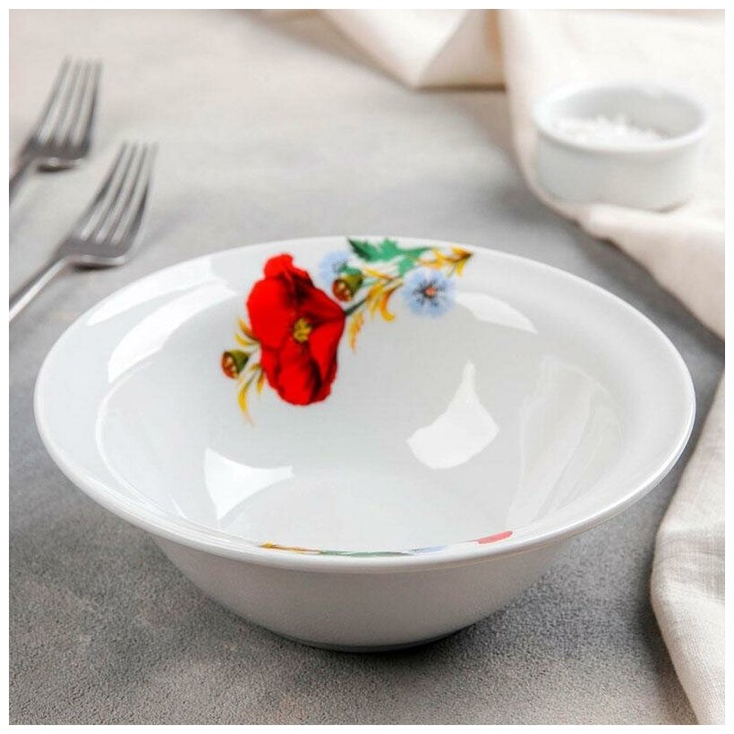 фото Миска 550см3 Идиллия "Маки красные" 4С0329 Добрушский фарфоровый завод