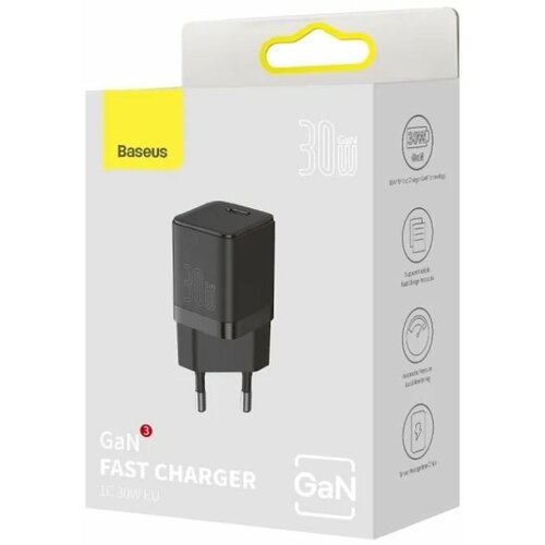 Зарядное устройство BASEUS GaN3 USB-C, 3A, 30W, черный