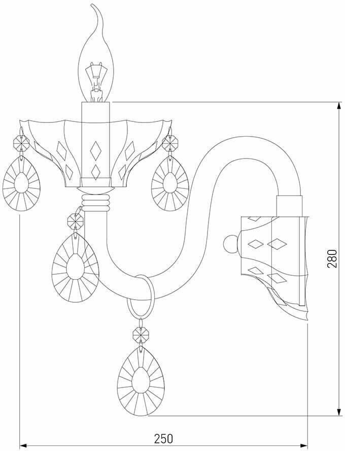 Классическое хрустальное бра / настенный светильник Bogate's 309/1 Strotskis