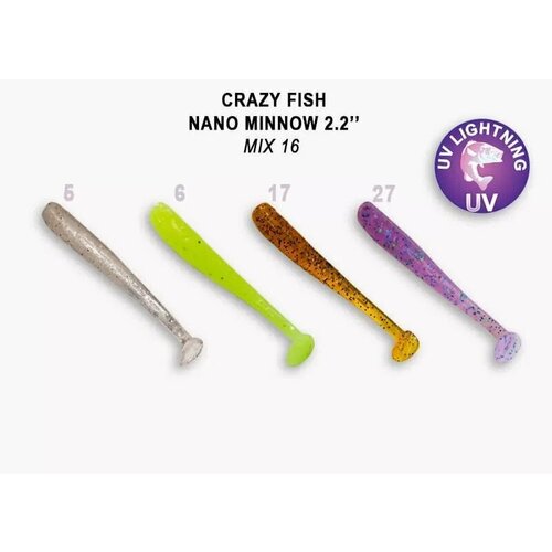 Силиконовые приманки Crazy Fish Nano Minnow 2.2 22-55-М16-6, 8шт.