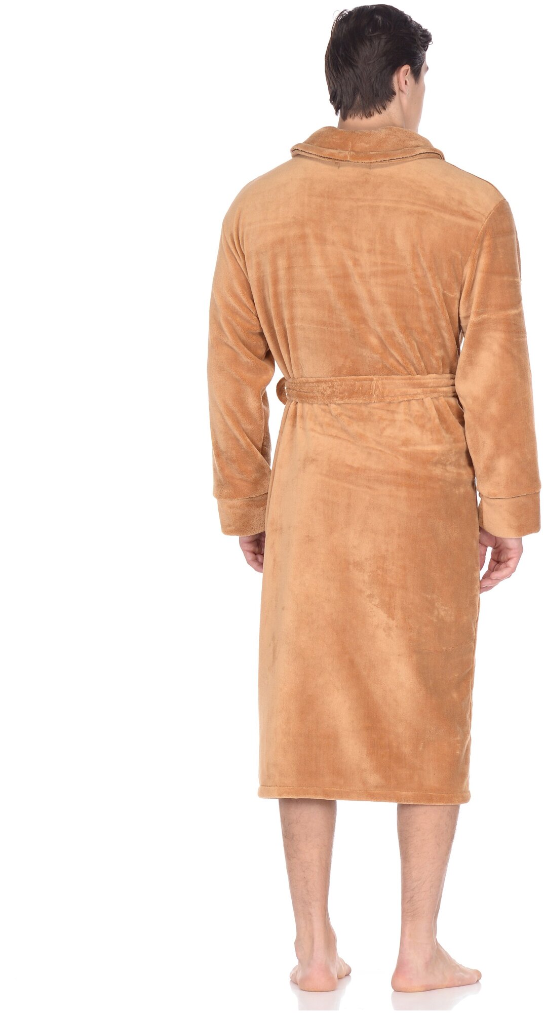 Халат S-Family, длинный рукав, карманы, размер 54-56, коричневый - фотография № 4