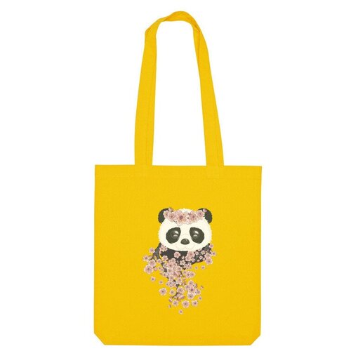 Сумка шоппер Us Basic, желтый мужская футболка панда с цветущей сакурой s желтый