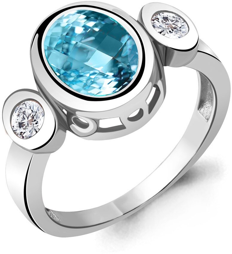 Кольцо Diamant online, серебро, 925 проба, фианит, турмалин