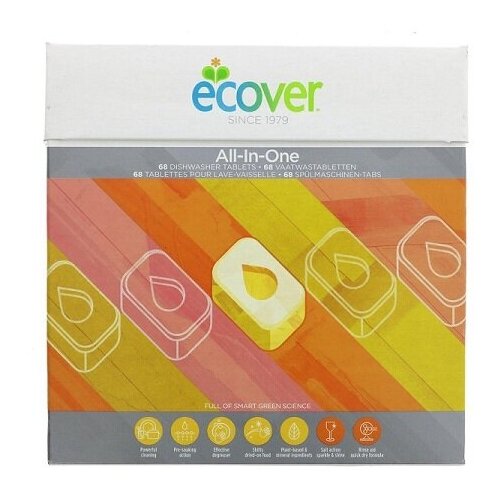 Экологичные таблетки Ecover All in One для посудомоечной машины, 68 шт