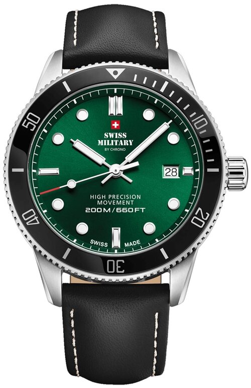Наручные часы SWISS MILITARY BY CHRONO Часы Swiss Military by Chrono SM34088.06, черный, зеленый