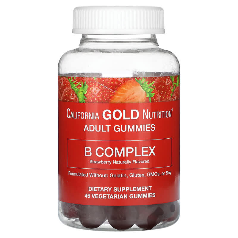 Gummies B Complex со вкусом клубники, 220 г, 45 шт., клубника