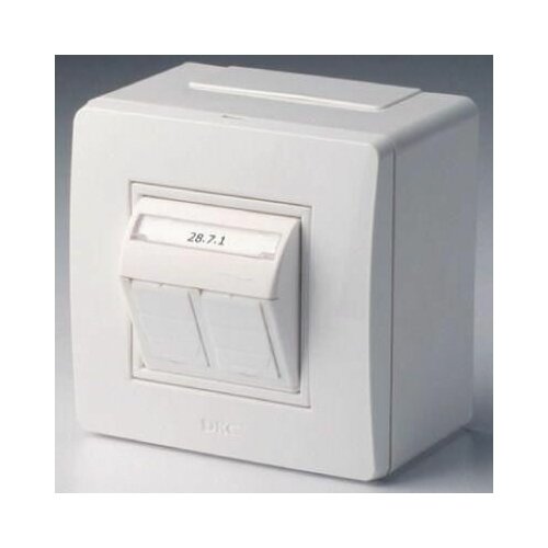 Коробка PDD-N60 с 2 розетками Brava RJ45 кат.5E (телефон/компьютер) бел. DKC 10656